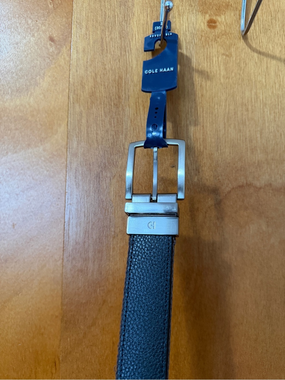 Cole Haan Black Textured Leather Belt S 30-32